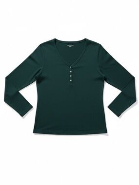 Amazon Essentials Hunter Green V-Neck Long Sleeve Tee XXL
